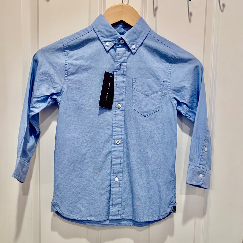 NWT Boys Tommy Hilfiger blue dress shirt size XS 4-5